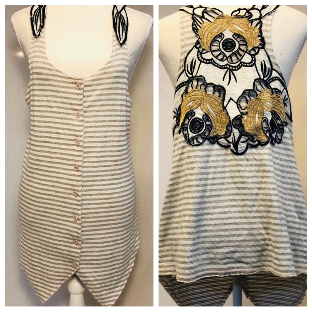 Tank top Open cardigan lightweight lace back large small med
